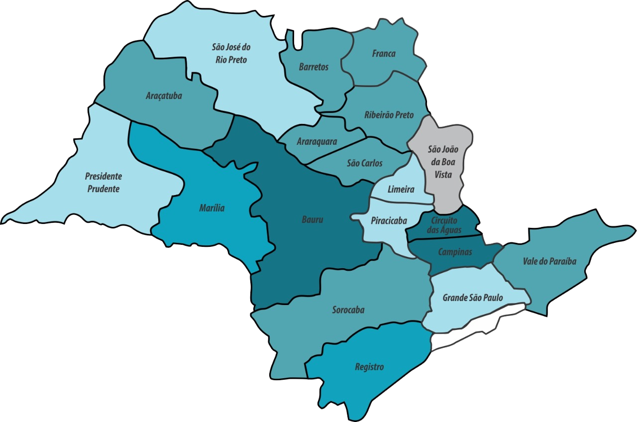 mapa Hygibras Área de Atendimento: Estado de São Paulo